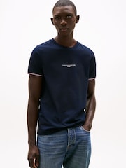 Tommy Hilfiger Blue Signature Tipped Slim Knit T-Shirt - Image 1 of 6