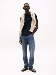 Tommy Hilfiger Blue Signature Tipped Slim Knit T-Shirt - Image 2 of 6