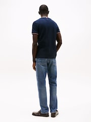 Tommy Hilfiger Blue Signature Tipped Slim Knit T-Shirt - Image 3 of 6