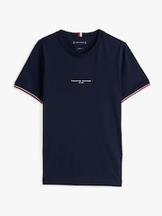 Tommy Hilfiger Blue Signature Tipped Slim Knit T-Shirt - Image 6 of 6