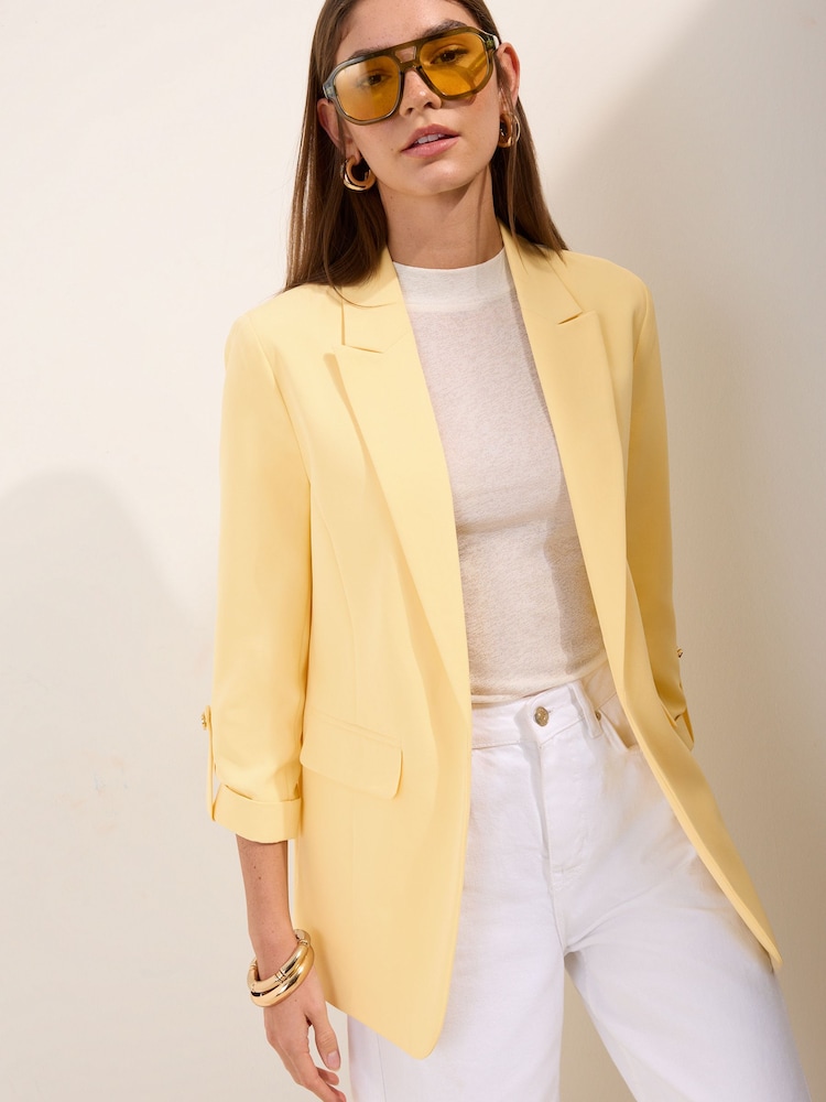 Galben - Blazer Friends Like These Edge to Edge Croit cu mâneci cu detalii - Imaginea 1 din 5 Galben - Blazer Friends Like These Edge to Edge Croit cu mâneci cu detalii - Imaginea 1 din 5