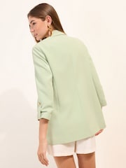 Friends Like These Pistachio Green Edge to Edge Tailored Sleeve Detail Blazer - Image 4 of 4