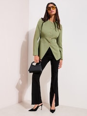 Friends Like These Green Collarless Button Front Blazer - Image 1 of 5