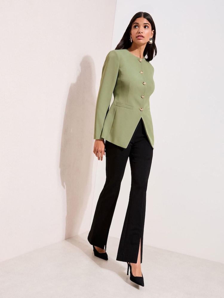 Friends Like These Green Collarless Button Front Blazer - Image 2 of 5