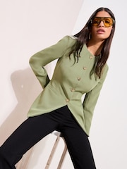 Friends Like These Green Collarless Button Front Blazer - Image 3 of 5
