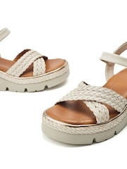 Moda in Pelle Gold Keroya Cross-Over Woven Leather Wedge Sandals - Image 4 of 4