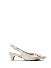 Moda in Pelle Nutmeg Low Pointed Comfort Kitten Heels With Bow Detail - Image 1 of 4
