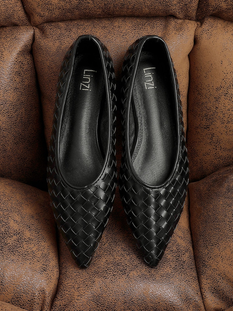 Linzi Black Talina Woven Pointed Toe Ballet Flats - Image 1 of 6 Linzi Black Talina Woven Pointed Toe Ballet Flats - Image 1 of 6