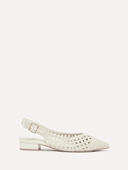 Linzi Cream Carolina Low Heeled Woven Slingback Courts - Image 3 of 6
