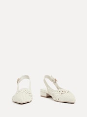 Linzi Cream Carolina Low Heeled Woven Slingback Courts - Image 4 of 6