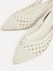Linzi Cream Carolina Low Heeled Woven Slingback Courts - Image 5 of 6