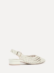 Linzi Cream Carolina Low Heeled Woven Slingback Courts - Image 6 of 6