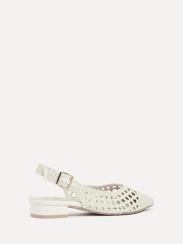 Linzi Cream Carolina Low Heeled Woven Slingback Courts - Image 6 of 6