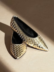 Linzi Gold Talina Woven Pointed Toe Ballet Flats - Image 6 of 6