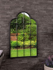 Charles Bentley Black Monaco Industrial Window Style Arch Mirror - Image 1 of 6