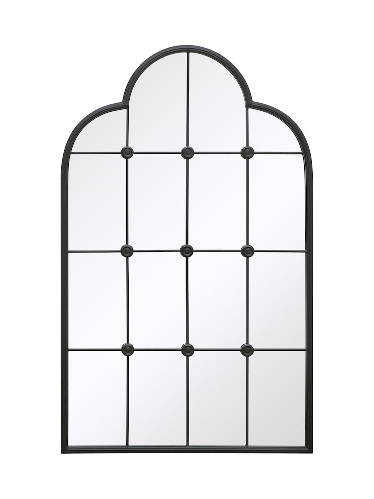 Charles Bentley Black Monaco Industrial Window Style Arch Mirror - Image 6 of 6