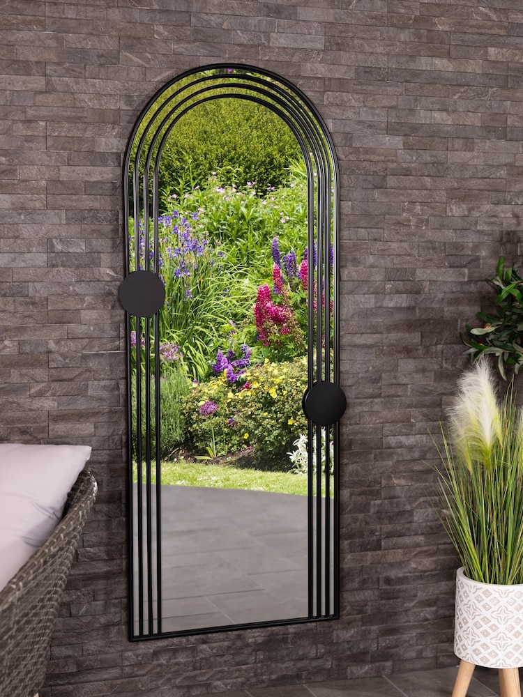 Charles Bentley Black Warsaw Arch Tall Mirror With Dots Design - Image 1 of 6 Charles Bentley Black Warsaw Arch Tall Mirror With Dots Design - Image 1 of 6