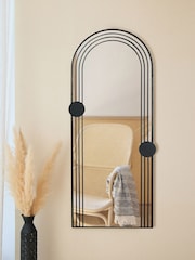 Charles Bentley Black Warsaw Arch Tall Mirror With Dots Design - Image 3 of 6