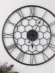 Charles Bentley Black Stanwick Skeleton Design Outdoor Wall Clock - Image 1 of 6