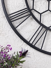 Charles Bentley Black Stanwick Skeleton Design Outdoor Wall Clock - Image 3 of 6