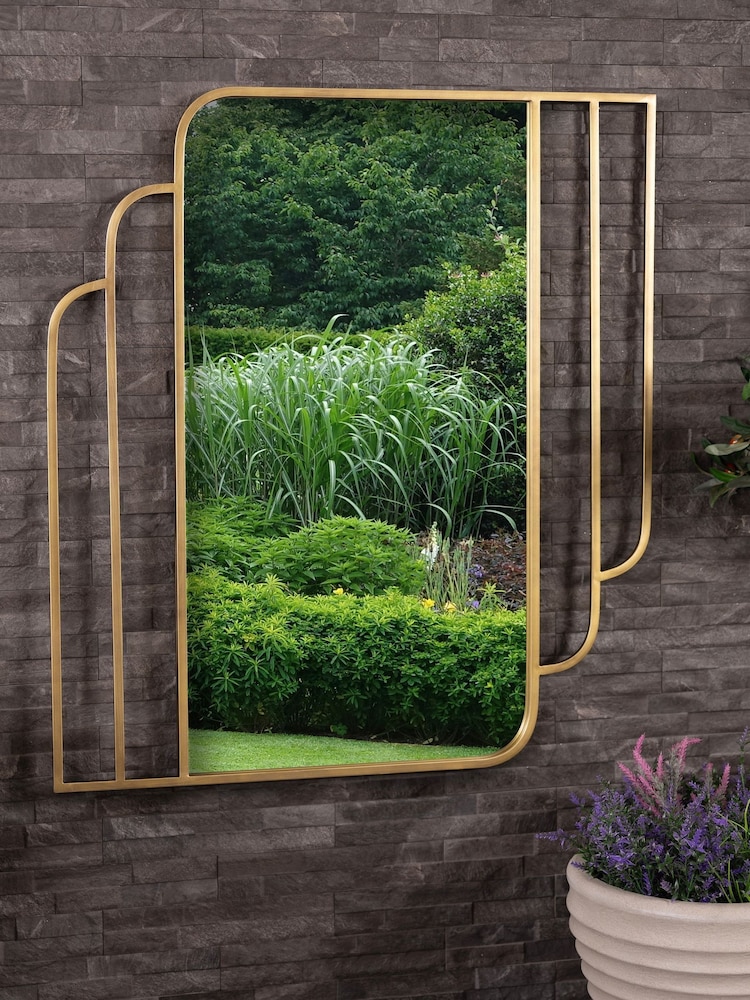 Charles Bentley Gold Prague Art Deco Design Rectangular Mirror - Image 1 of 6 Charles Bentley Gold Prague Art Deco Design Rectangular Mirror - Image 1 of 6