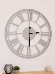 Charles Bentley Grey Malham Skeleton Design Outdoor Wall Clock - Image 1 of 6