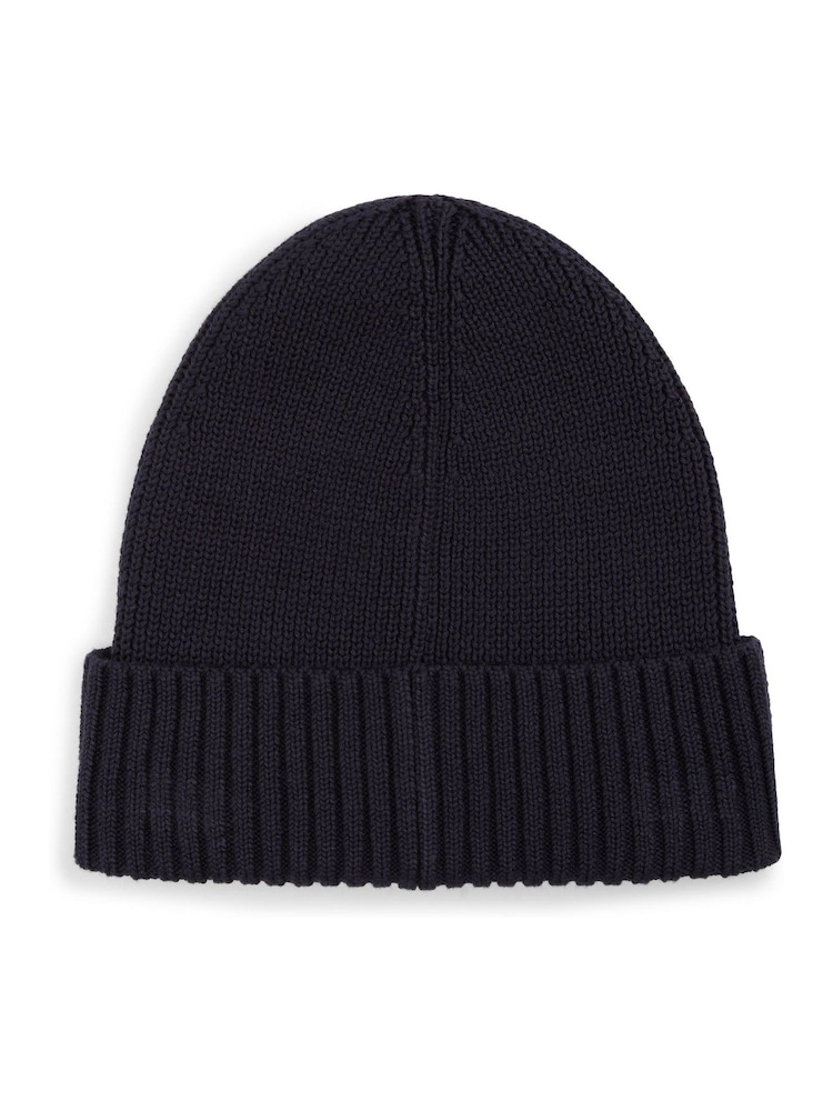 Tommy Hilfiger Blue Kids Essential Flag Embroidery 100% Organic Cotton Beanie - Image 2 of 3