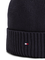 Tommy Hilfiger Blue Kids Essential Flag Embroidery 100% Organic Cotton Beanie - Image 3 of 3