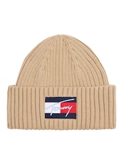 Tommy Hilfiger Natural Kids Signature Logo Beanie - Image 1 of 4