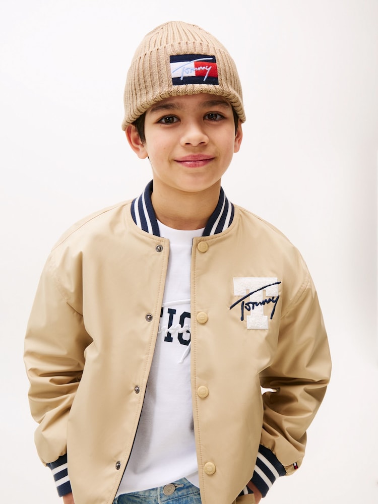 Tommy Hilfiger Natural Kids Signature Logo Beanie - Image 4 of 4