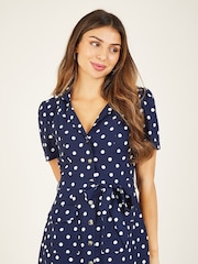 Yumi Blue Spot Retro Shirt Dress - Image 2 of 4