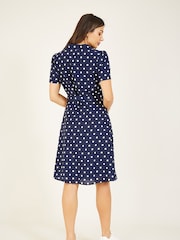 Yumi Blue Spot Retro Shirt Dress - Image 3 of 4