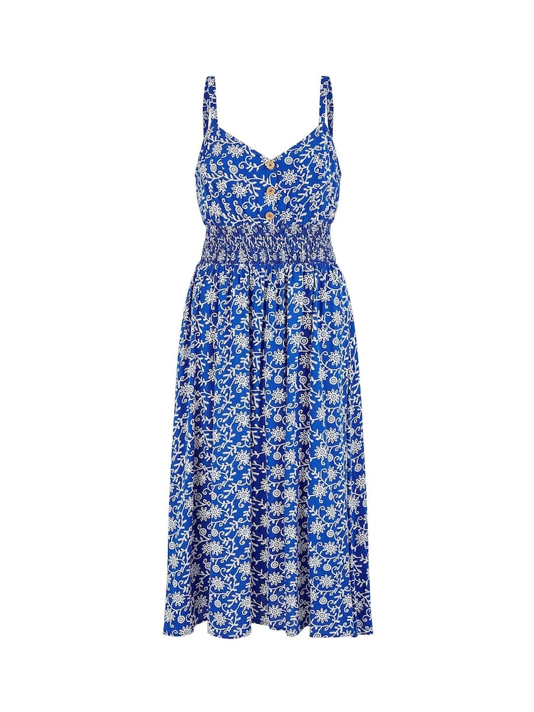 Yumi Block Print Midi Sun Dress With Button Details - Imagen 4 de 4 Yumi Block Print Midi Sun Dress With Button Details - Imagen 4 de 4