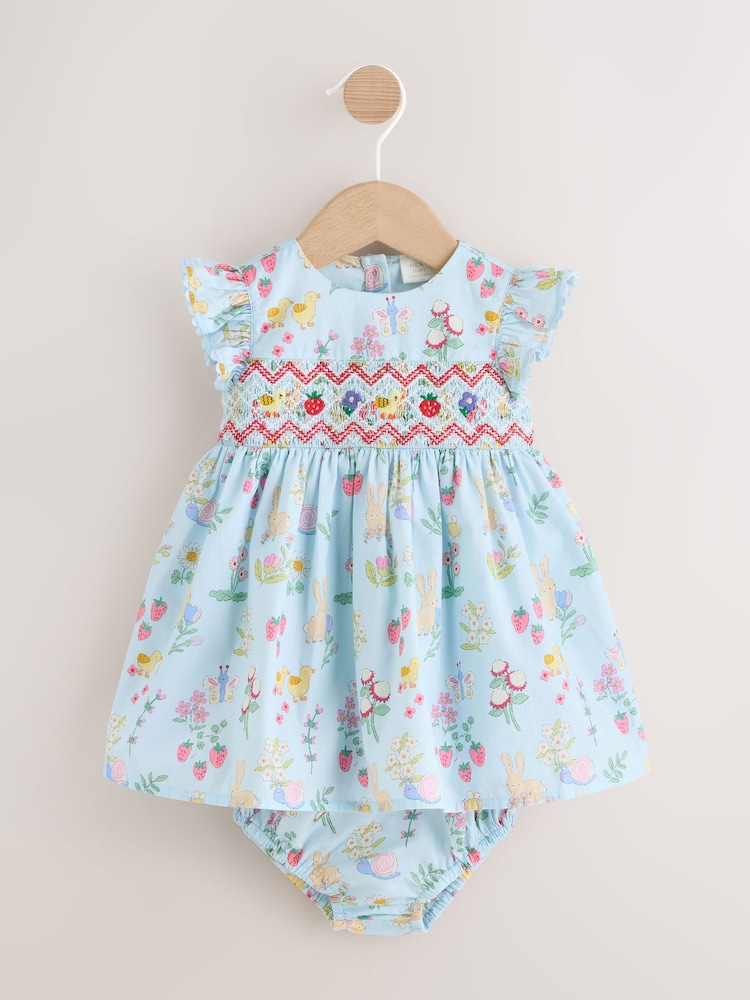 Zils - Woven Baby Dress and Knickers Set 2 Piece (0mths-2yrs) - Attēls 1 no 7