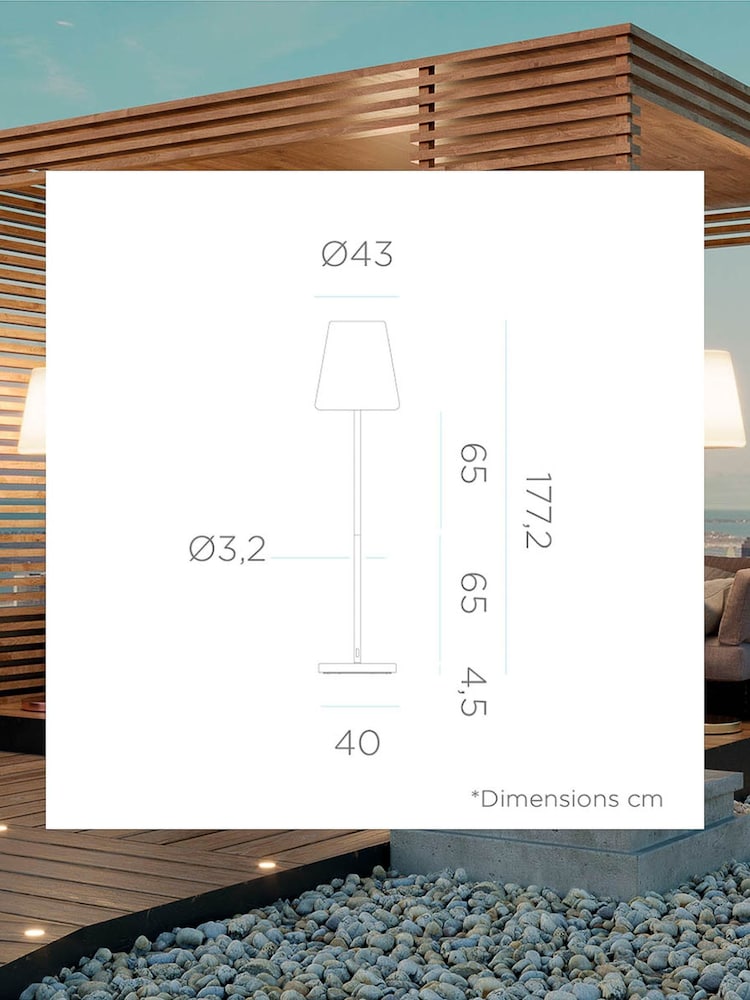 New Garden Brass Lola Slim 180cm Outdoor Solar Floor Lamp with Rechargeable Battery - Image 5 of 5