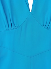 Whistles Blue Panel Detail V-Neck Maxi Dress - Image 5 of 5