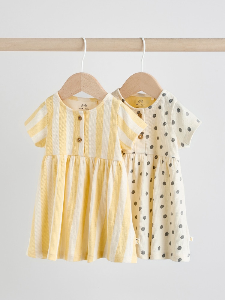 Yellow/Cream Spot/Stripe - Baby Short Sleeve Dress 2 Pack (0mths-3yrs) - صورة 1 من 10 Yellow/Cream Spot/Stripe - Baby Short Sleeve Dress 2 Pack (0mths-3yrs) - صورة 1 من 10