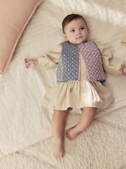 Cream Floral Baby Dress and Gilet Set 2 Piece (0mths-2yrs) - Image 1 of 5