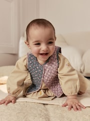 Cream Floral Baby Dress and Gilet Set 2 Piece (0mths-2yrs) - Image 3 of 5