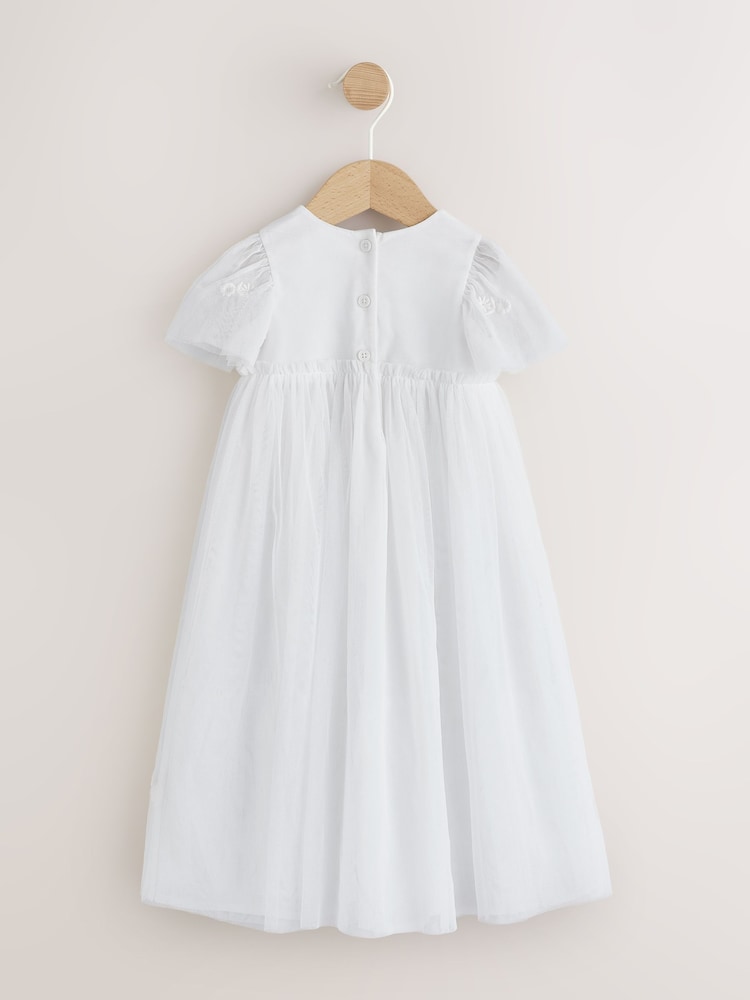 Weiße Gelegenheit - Netzkleid für Babys mit Floralstickerei (0Monate-2Jahre) - Bild 2 von 7