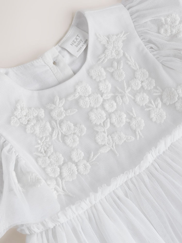 next white embroidered dress Buy White Short Sleeve Embroidered Mesh Dress (3mths-7yrs) from Next USA