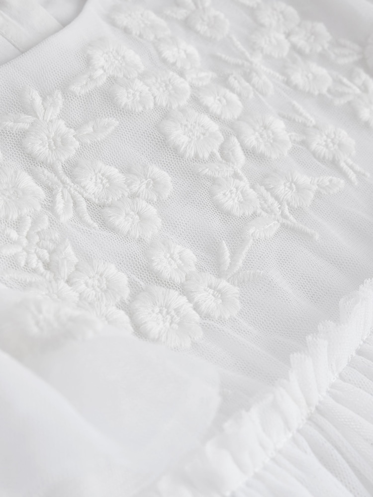 Weiße Gelegenheit - Netzkleid für Babys mit Floralstickerei (0Monate-2Jahre) - Bild 7 von 7