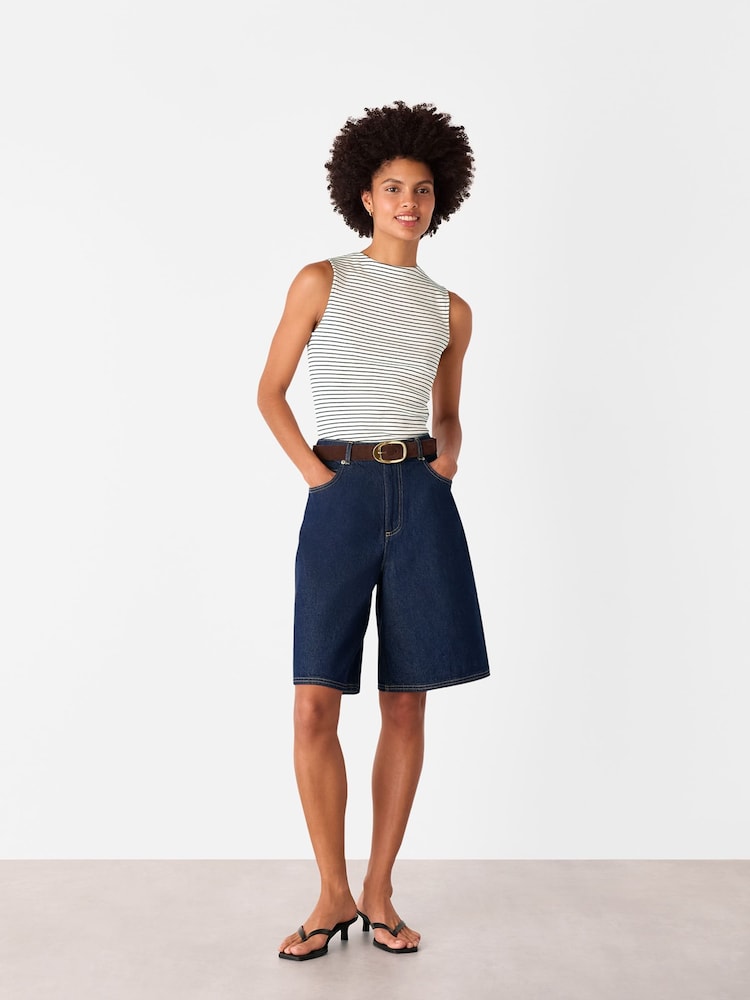 Whistles Stripe Alto Neck Rib Tank Top - Imagen 2 de 4