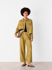 Whistles Green Abby Casual 100% Linen Jacket - Image 3 of 5