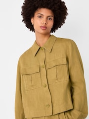 Whistles Green Abby Casual 100% Linen Jacket - Image 4 of 5