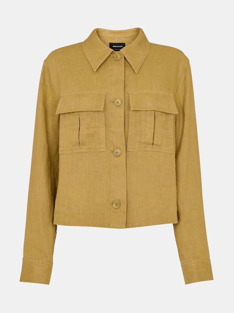 Whistles Green Abby Casual 100% Linen Jacket - Image 5 of 5