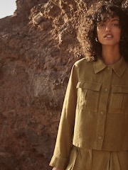 Whistles Green Abby Casual 100% Linen Jacket - Image 6 of 6