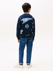 Tommy Hilfiger Blue All Over Logo Print Sweatshirt - Image 2 of 5