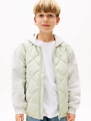 Tommy Hilfiger Green Relaxed Quilted Hooded Bomber Jacket - Image 1 of 5