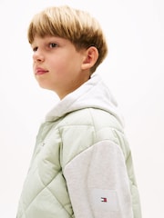Tommy Hilfiger Green Relaxed Quilted Hooded Bomber Jacket - Image 4 of 5